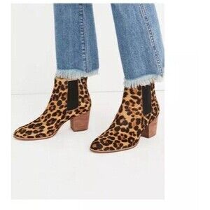 NWT Madewell Womens  The Regan Boot in Leopard Calf Hair size 7
